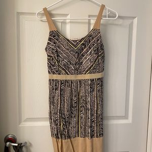 Ann Taylor Loft Tan & Black Printed Dress